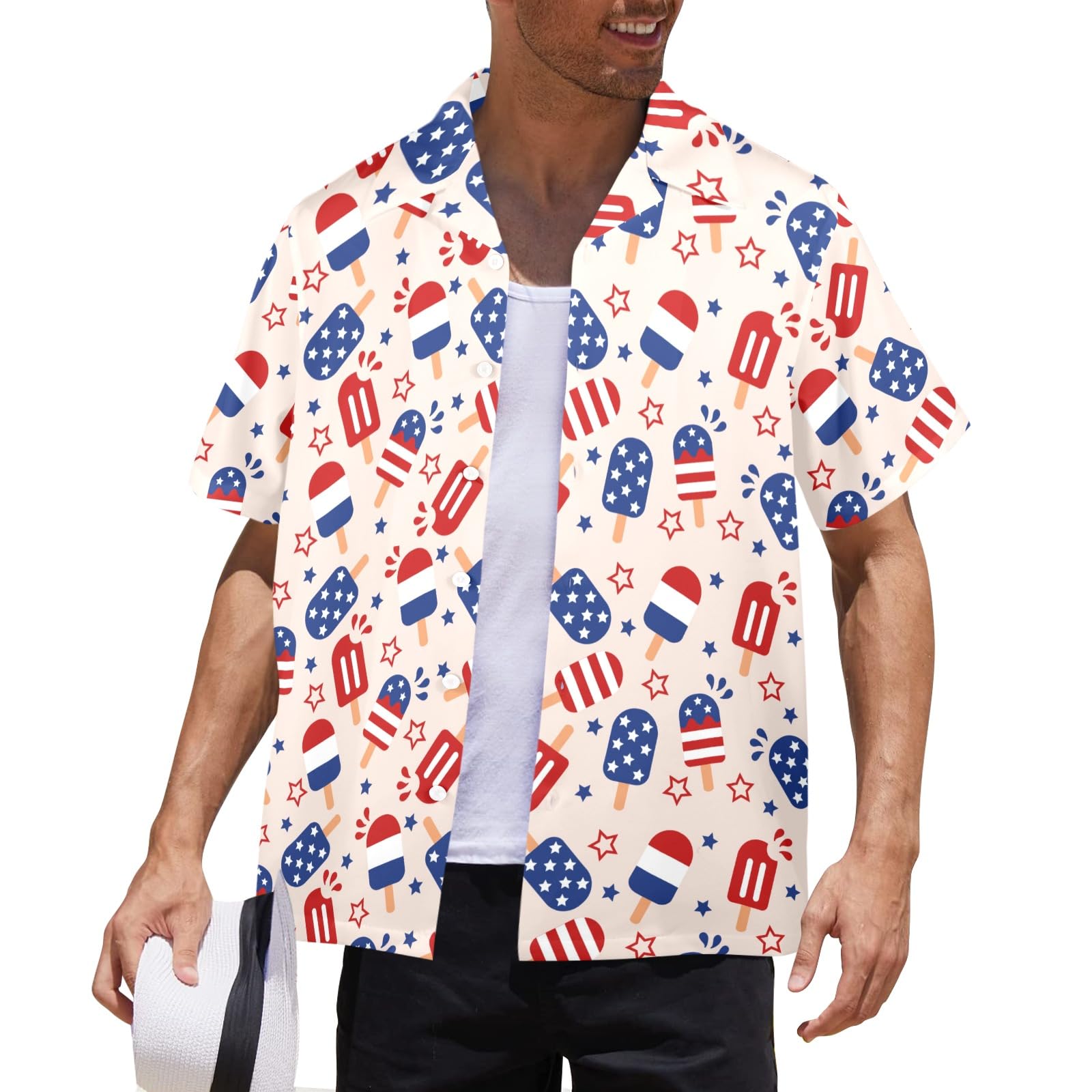 HUGLAZY American Flag Shirt for Men 4th of July