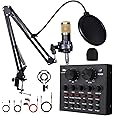 ALSO GO Podcast Equipment Bundle, BM-800 Podcast Microphone with Voice Changer, V8 Live Sound Card, Adjustable Microphone Stand, Recording Studio Package Suitable for Podcasting, Singing, Gaming