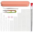 Bupete 58 Pcs Beading Needles,Seed Beads Needles,8 Pcs Open Bead Needles and 50 Pcs Non-opening Bead Needles with Thimble, Th
