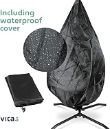 VITA5 Hanging Egg Chair with Frame Polyrattan Cushion Light Grey 150 kg view 10