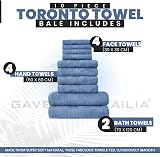 GC Gaveno Cavalia Towels Family Bale Set 10pc 100% Egyptian Cotton Blue view 3