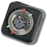 Kichler Outdoor Mechanical Timer with Tradition Pin Setting, Plug-In Landscape Lighting Automation Timer, Black, 15557BK, 3" 