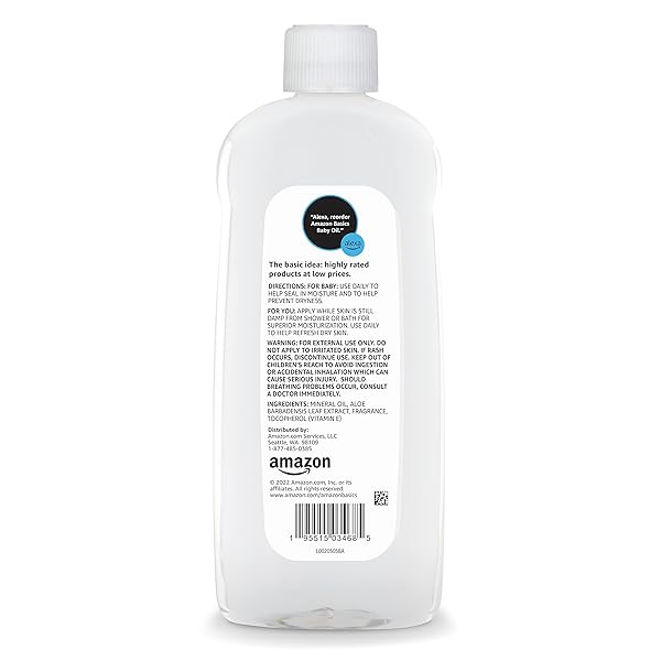 AMAZON BASICS BABY OIL WITH ALOE VERA & VITAMIN E, 20 FL OZ (PACK OF 1) (PREVIOUSLY SOLIMO)
