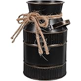 Luxshiny Vintage Vase Retro Milk Jug Style Tall Metal Flower Pitcher with Handle Rustic Flower Bucket for Home Office Table Decoration