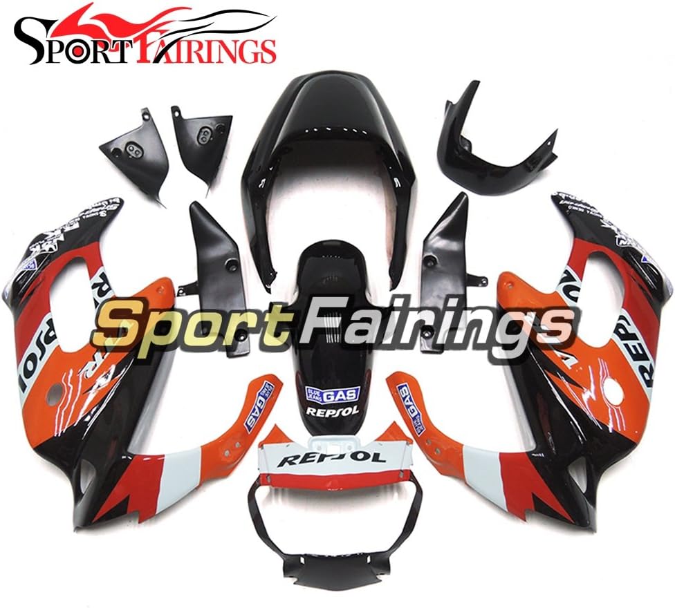 SportFairings Complete Fairing Kits For Honda VTR1000F SuperHawk 1997-2005 Fairinga Orange Black Sportbike