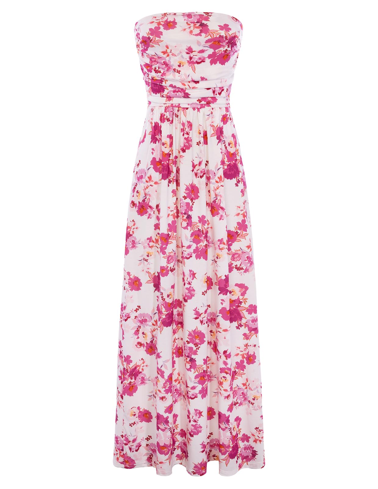 GRACE KARIN Women Strapless Dress Casual Loose Ruched Long Maxi Dress with Pockets Image