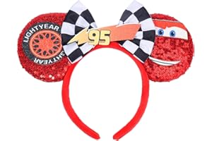 UNSPAZ Mouse Ears Headband, Cars Ears for Women Adult Girls, Sequin Headband Park Ears for Trips Party Cosplay Costumes Accessories