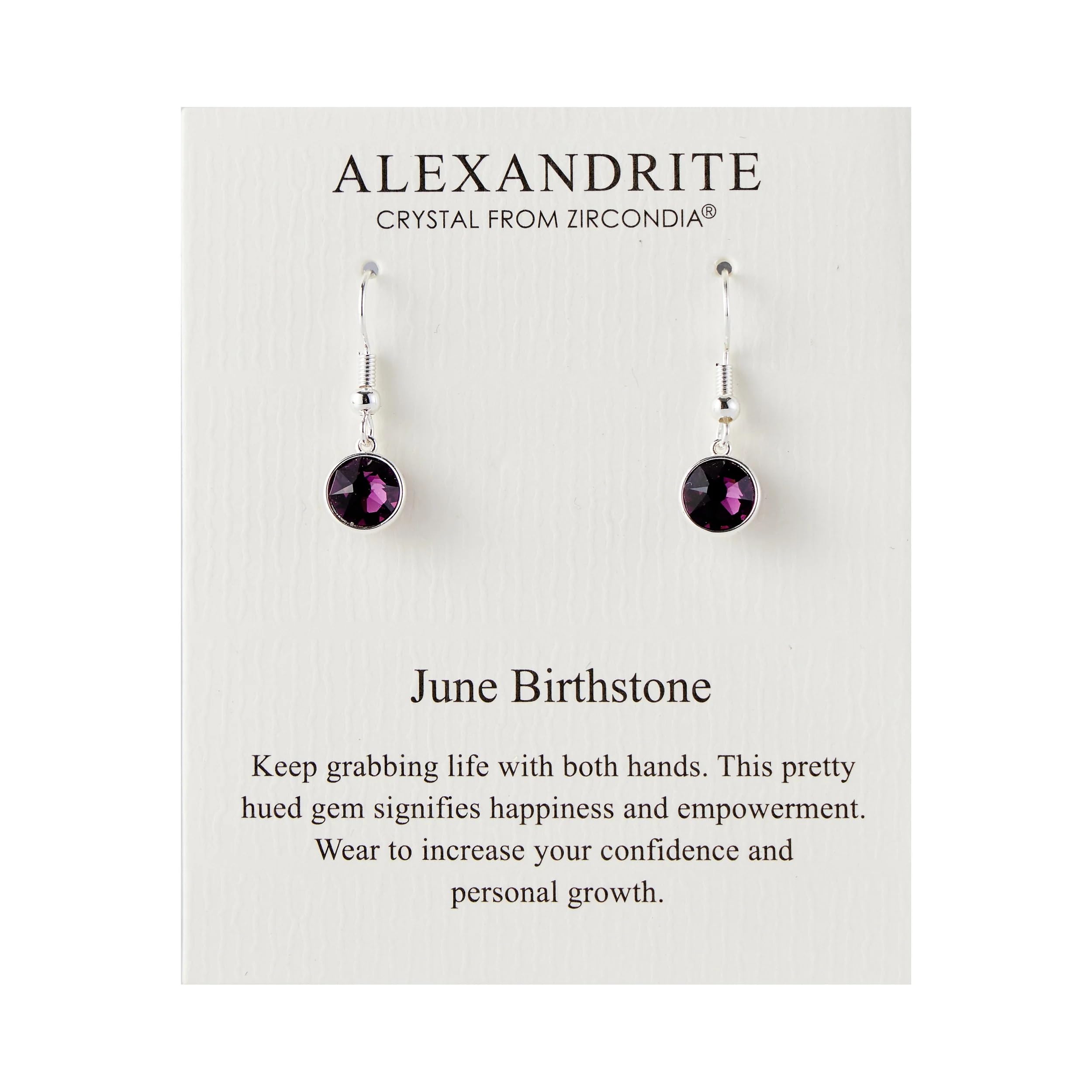 Philip Jones June Birthstone Drop Earrings Created with Alexandrite Zircondia® Crystals