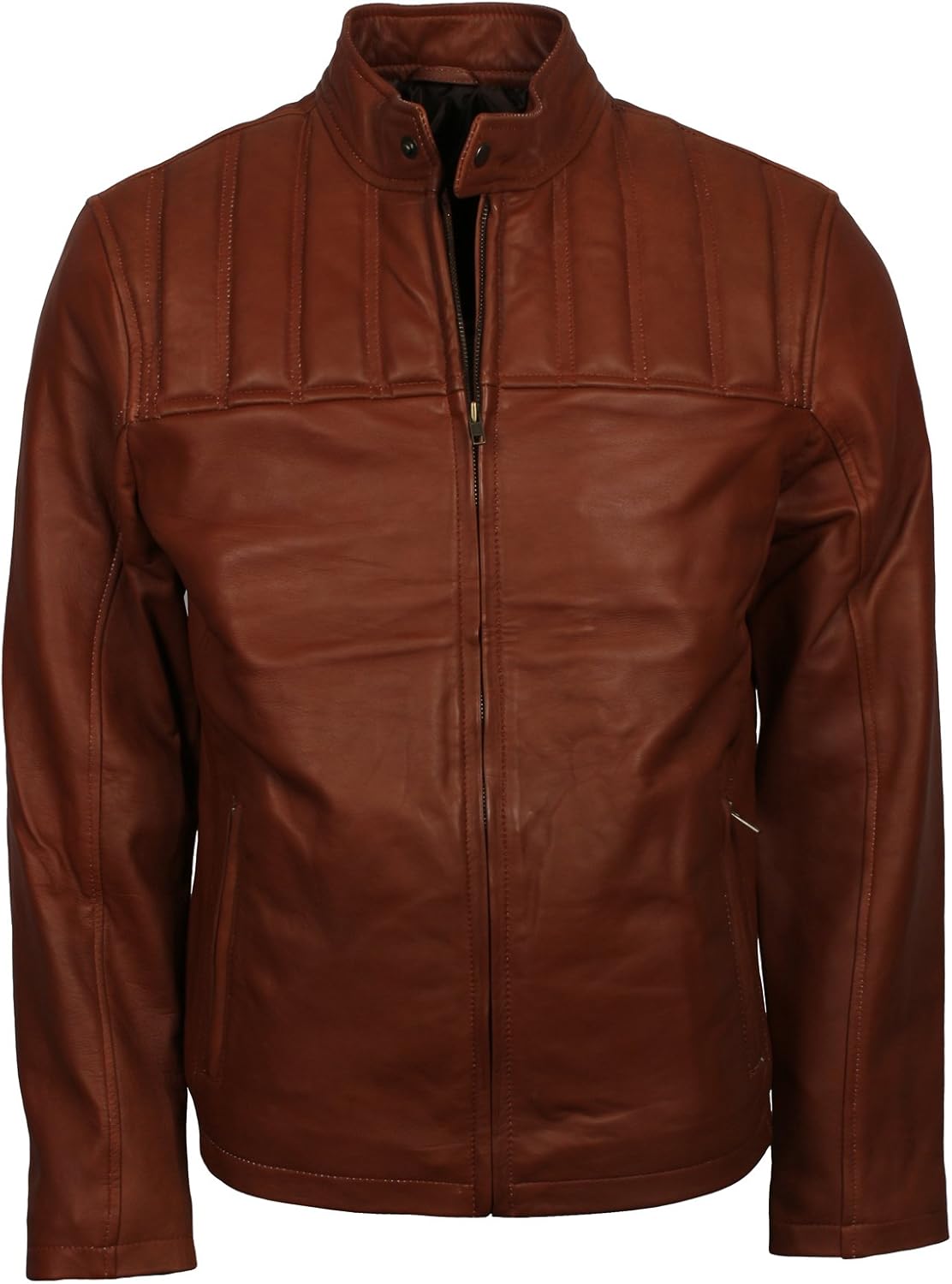 Leather & Faux Leather Classic Designer Tan Mens Fashion Quilted Tan  Leather Jacket Outfit foretadrenaline.com