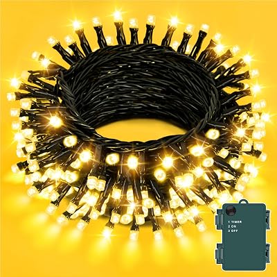 Dalugo 3M 30 LED Warm White Battery Fairy Lights IP65 Timer Green Wire