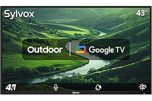 SYLVOX 43 Inch Outdoor Smart Television Weatherproof Google TV, 4K 700NIT High Brightness Temperature Resistant IP55 Waterproof TVs, Anti-Scratch, Suitable for Partial Sun (Patio Series)