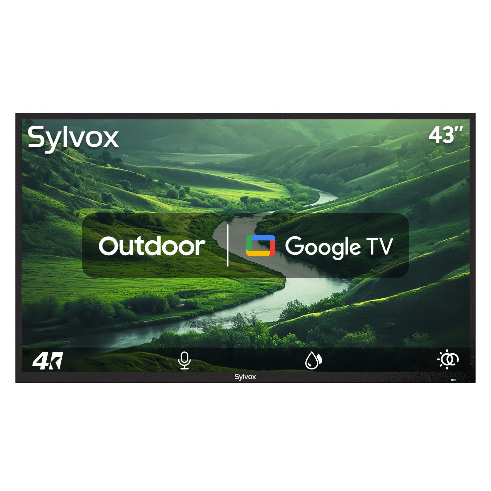 SYLVOX 43 Inch Outdoor Smart Television Weatherproof Google TV, 4K 700NIT High Brightness Temperature Resistant IP55 Waterproof TVs, Anti-Scratch, Suitable for Partial Sun (Patio Series)