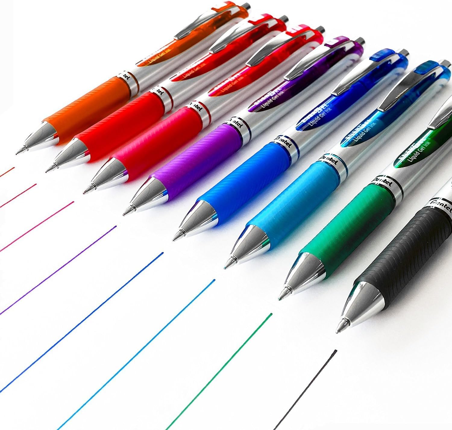 Pentel Energel Xm BL77, Druck-Gelschreiber, 0,7 mm + Ersatzminen, 8 Farben, 1