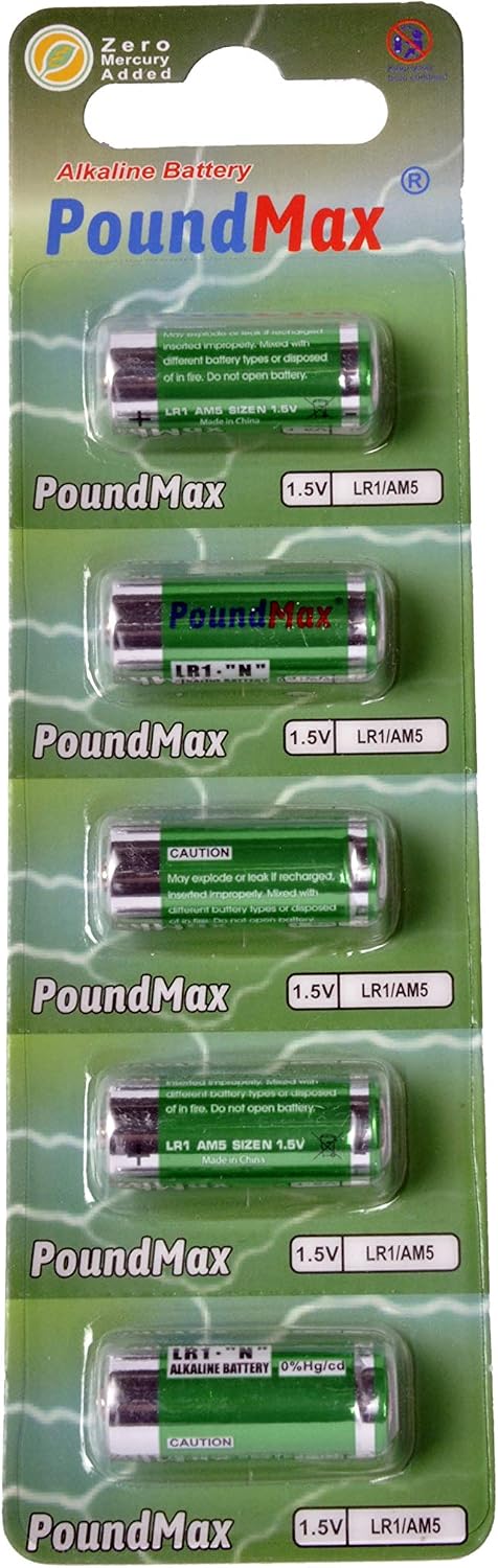 5 X PoundMax 910A LR1 N Type MN9100 1.5V Alkaline Batteries