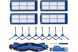 LesinaVac Replacement Part for Eufy RoboVac 11S Max RoboVac 15C Max RoboVac 30C Max RoboVac G30 Edge G10 Hybrid Robot Vacuum Cleaner Accessories Kit, Including 1 Main brush, 8 Side brushes, 4 Filters