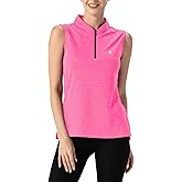 TBMPOY Women's Sleeveless Golf Polo Shirts UPF 50+ Tennis Tank Tops Quick Dry Zip Up