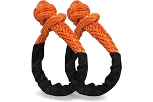 PERANTLB Soft Shackle 1/2,3/8" X 22 Inch (50000/47000LBS) Breaking Strength,Synthetic Soft Shackle Rope with Sleeves for SUV,ATV,Truck&More (1/2x22ft Orange)