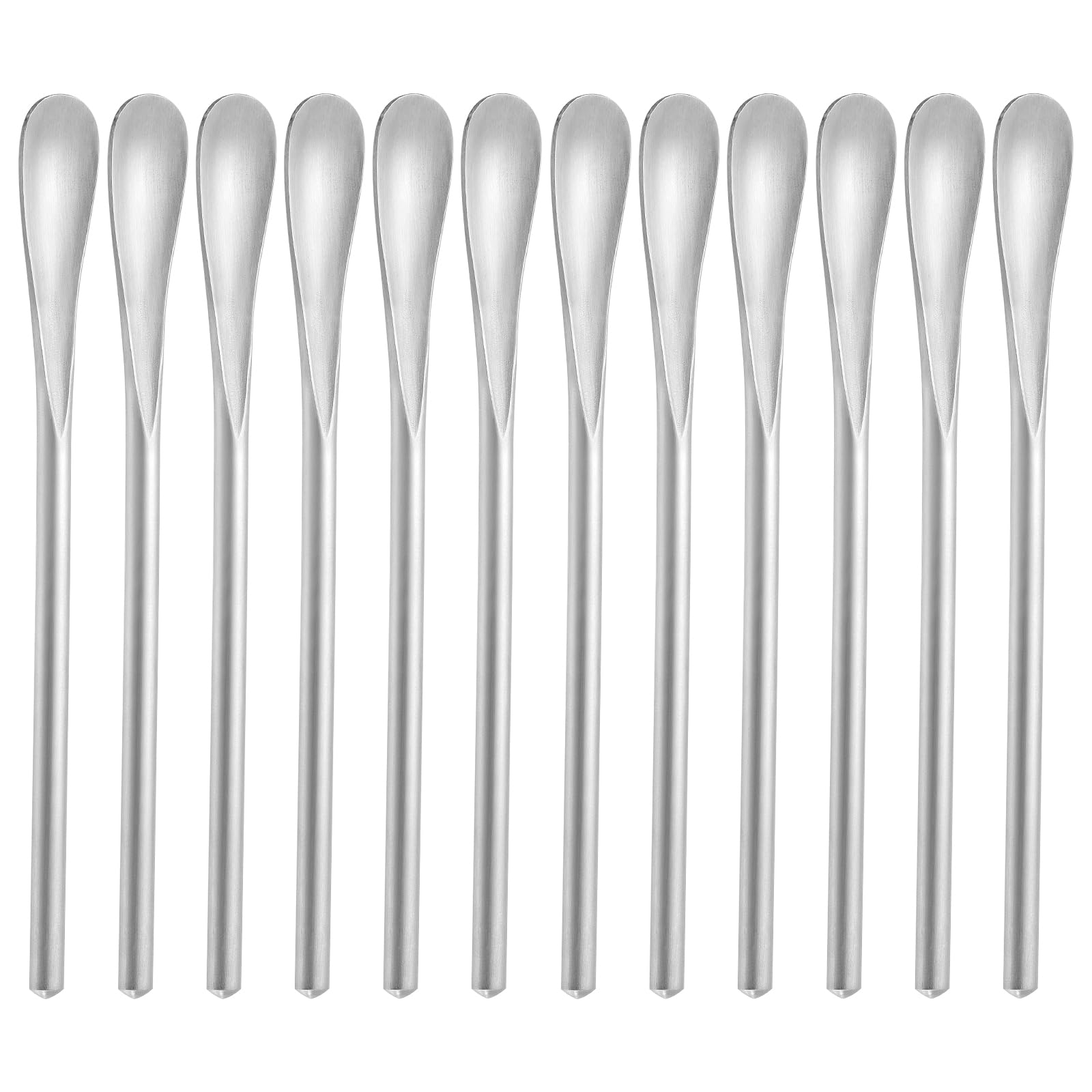 luvtree 12 Pieces 5Inch/12.8cm Silver Stainless Steel 304# Coffee Stirrer Spoon,Iced Tea Stirring Stick