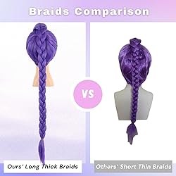 morvally 33.5 Inches Purple Long Braided Ponytail