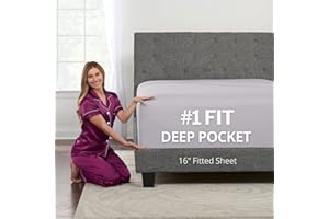 DEALUXE Kids Twin XL Fitted Sheet Only – Real 16” XL Twin Fitted Sheets Fit Perfectly 14”–18” Deep Mattress & Toppers – Lovely Feel 1 Piece XL Twin Sheets Deep Pockets Fitted Twin Extra Long – Grey Lavender