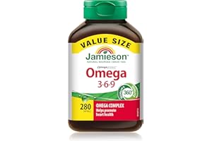 Jamieson Omega 3-6-9 Softgels, Value Size, with Fish Oil, Borage Oil, Flaxseed Oil, Providing EPA, DHA, and ALA. Supports Hea