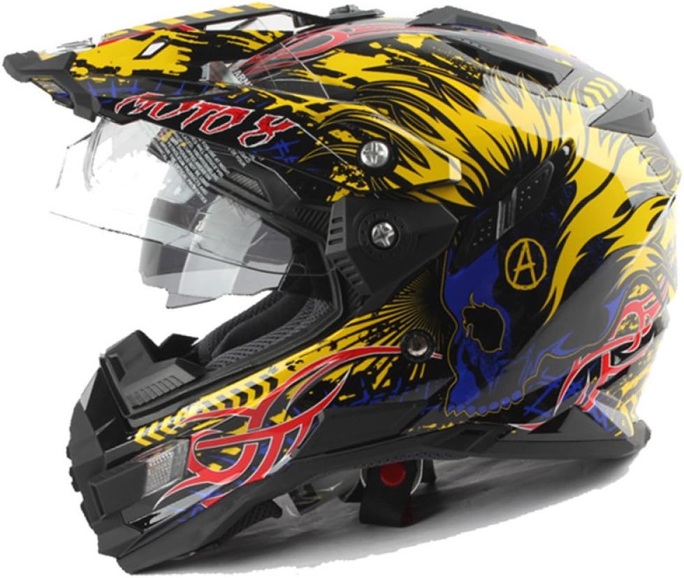 JPFCAK Cross Country Motorcycle Helmet Downhill Full Face Helmet - Four Wheels Mountain Bike Helmet ECE For Women Men's Adult - Black (M-XXL),D-XL=61-62cm