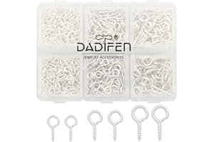 DADIFEN 700pcs 3 Size Small Screw Eye Pins Mini Metal Eye Pins Hooks Eyelets Screw Threaded Screw Eye Pin Pendants for DIY Craft Jewelry Making (Silver)