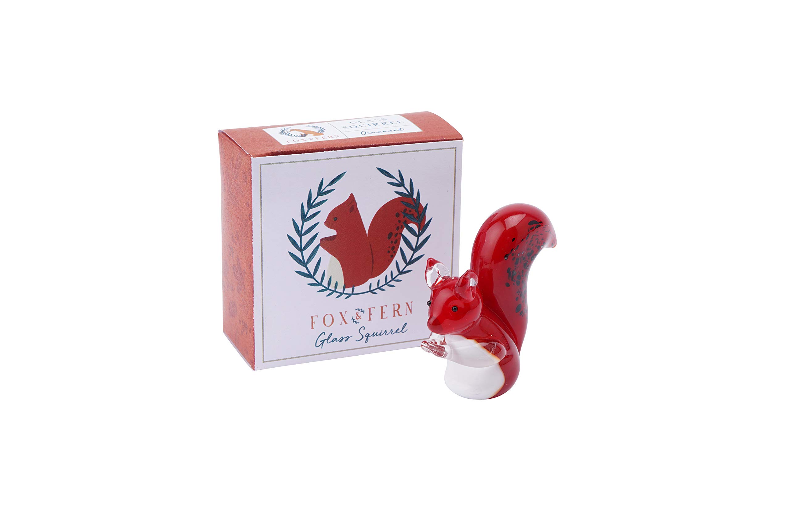 CGB Giftware | Fox and Fern Glass Ornament Red Squirrel Decoration in Gift Box | Fox and Fern's Range | Glass Animal | GB05454