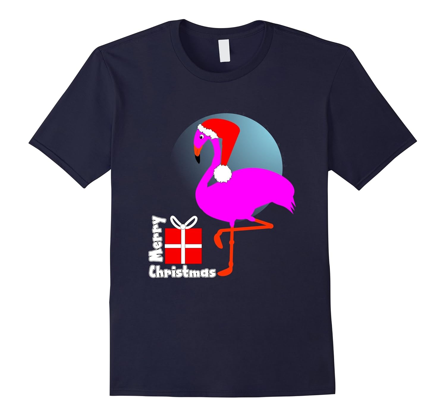 Pink Flamingo Merry Christmas Cute Fun Xmas Novelty T-Shirt-ANZ