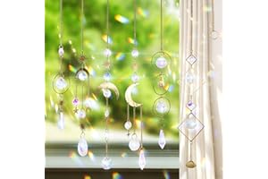 BBdis 6Pieces Crystals Suncatcher, Hanging Sun Catchers with Chain Pendant Ornament Colorful Crystal Suncatchers Prisms for Window Home Wedding Party Christmas Garden Decor