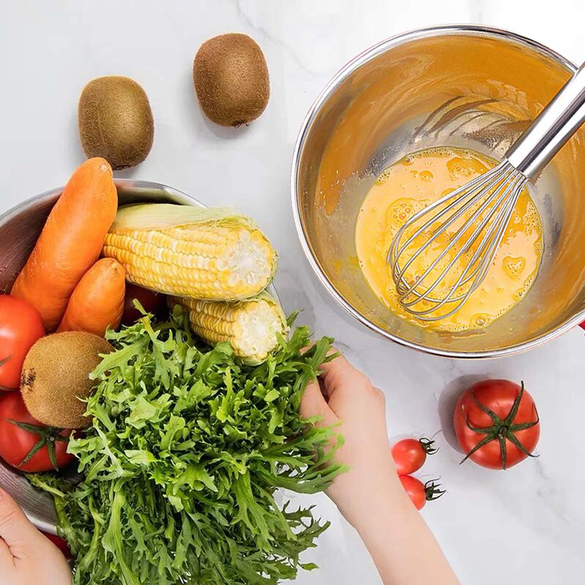 Umite Chef Mixing Bowls with Airtight Lid, 6 Piece Stainless Steel Metal Bowls