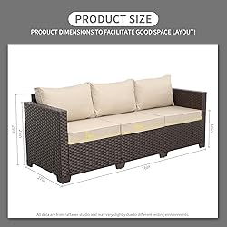 Rattaner Patio Furniture 3-seat Sofa Wicker Outdoor