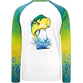 BASSDASH Men’s Fish Graphic UPF 50+ Long Sleeve Fishing Shirts Sun Protection Breathable Moisture Wicking T-Shirt