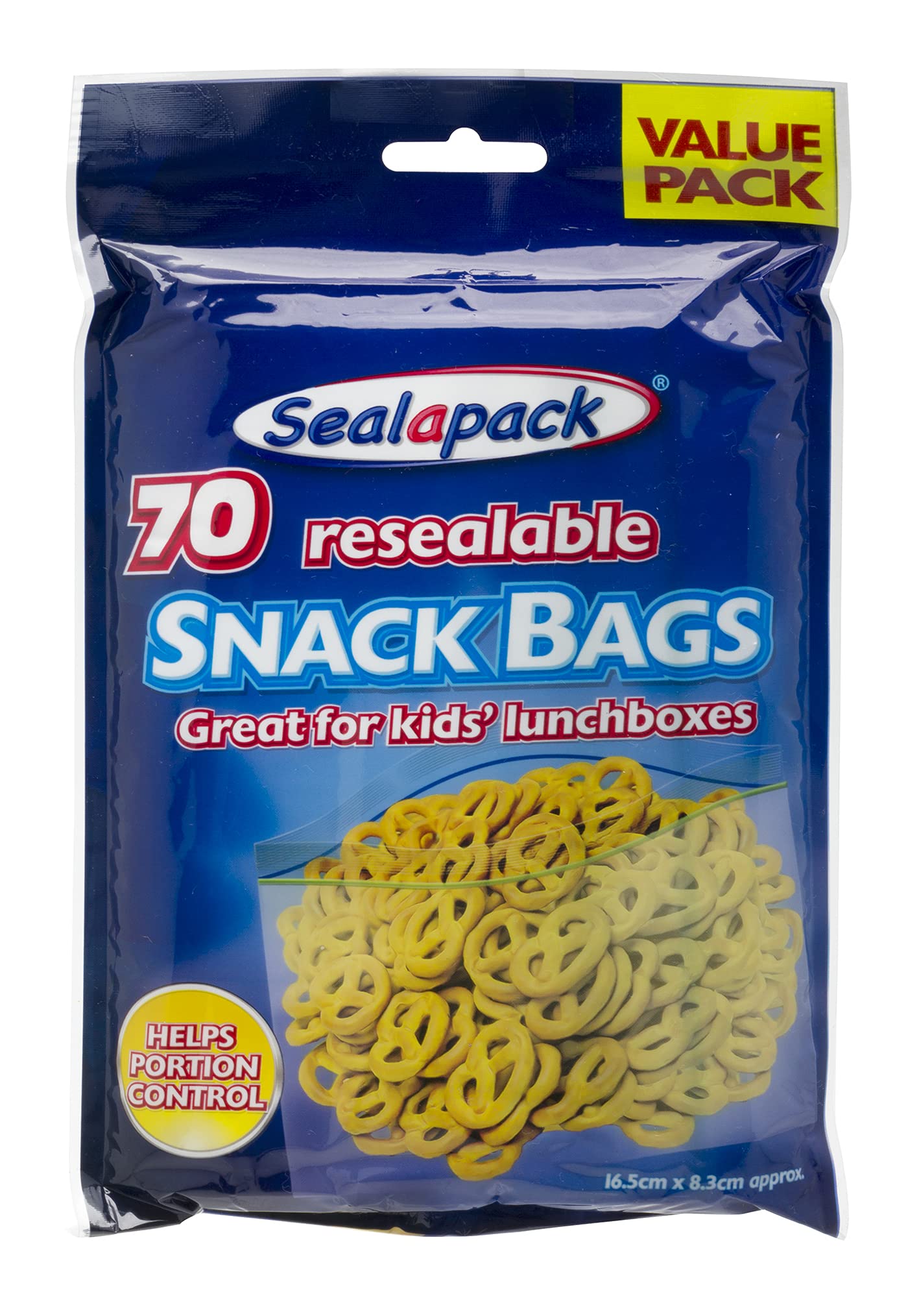 Sealapack SNACK BAGS, READY TO USE RESEALABLE BAGS, PACK OF 70, Clear, 16.5cm x 8.3cm