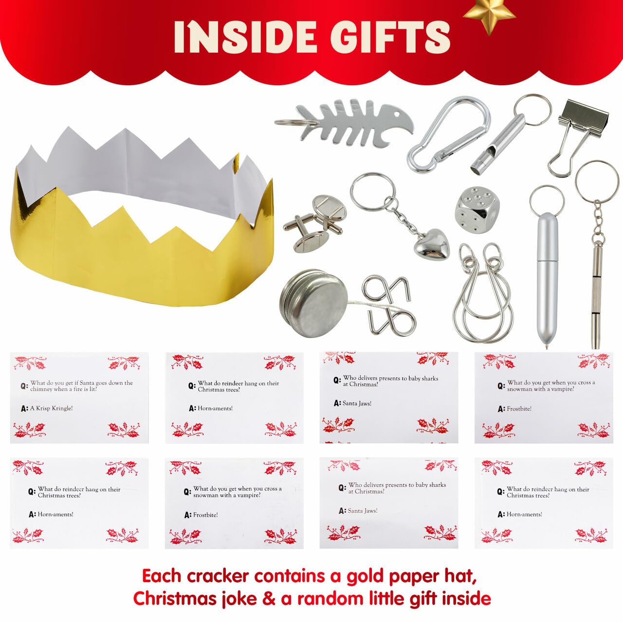 JOYIN 8 Pack Christmas Party Favor Non-Snap Blue & White Snowflake Design Party Table Favors with Holiday Party Favor Supplies for Kids and Adults, Christmas Parties, Dinners and Holidays