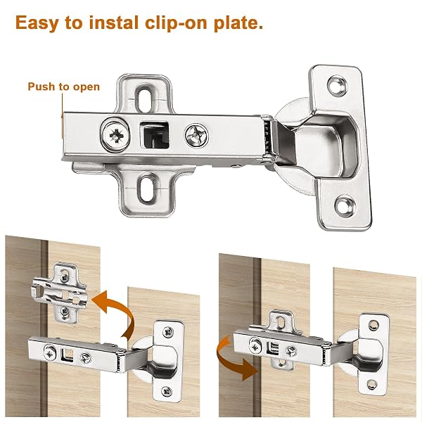 KNOBELITE 10 PAIR (20 PACK) CLIP ON FULL OVERLAY FRAMELESS FURNITURE CABINET DOOR CONCEALED HINGES NICKEL PLATED CABINET HARDWARE
