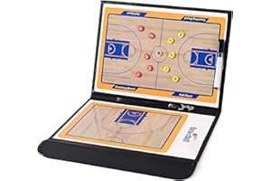 GUULAIWOD Basketball Coaching Board Premium Tactical Clipboard Two Sides with Full & Half Court Marker Board Portable Strategy Board with Dry Erase, Marker Pen and Foldable and Portable Basketball Tactics Board