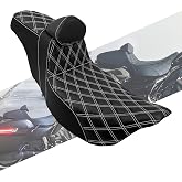 HCmotorku Two-Up Seat with Driver Backrest Fit for Harley Touring 2009-2023 | White Stitching, Driver &amp; Passenger Seat, Fits Road King, Road Glide, Street Glide, Electra Glide &amp; Ultra Limited