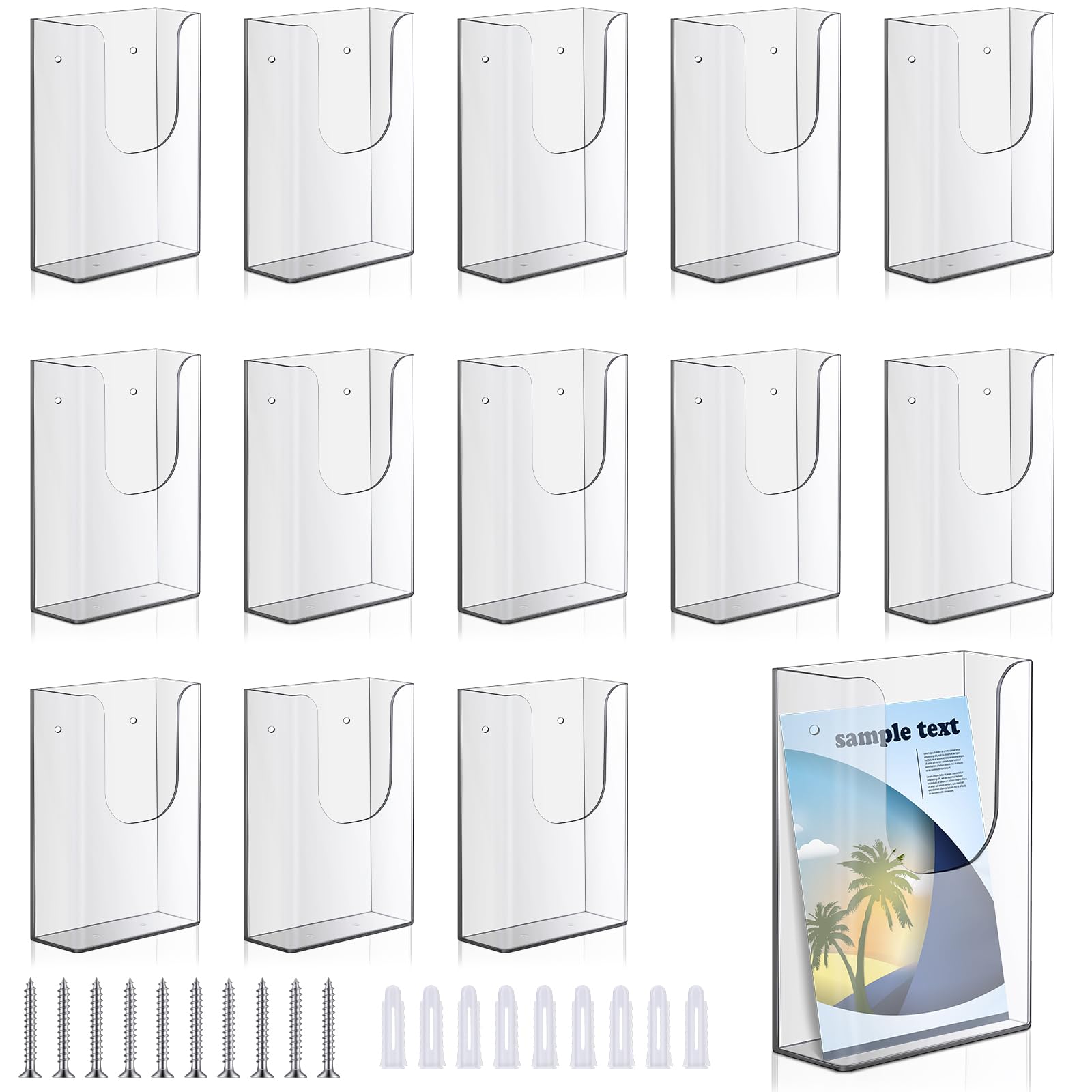 Photo 1 of Blulu 20 Pcs 4 x 6 Inches Acrylic Brochure Holder Wall Mount, Clear Flyer Holder Rack, Plastic Pamphlet Stand with Nails for Magazine, Booklet, Card, Bookmark Display, Home Office Church Supplies