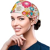 Fesciory Adjustable Working Caps with Button & Sweatband, Elastic Bandage Tie Back Hats for Women