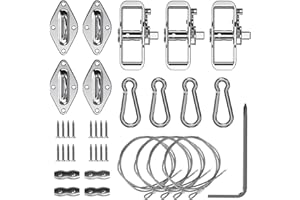 SunnyRoyal Hardware Kit for Rectangle Sun Shade Sail with Tension Wire Rope 24' Sun Shade Cloth Installation Kit Accessary Set for Garden Outdoors
