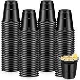 Roshtia 100 Pcs St. Patrick's Day 2 oz Plastic Cups Mini Disposable Shot Cups Small Plastic Shot Glasses for Birthday Easter Party Beer Taste Serving Snacks Samples Tastings(Black)