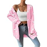 SECRETEYARD Womens Cute Heart Cardigans Oversized Long Sleeve Open Front Knit Sweaters