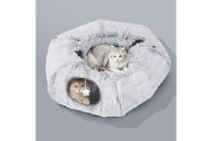 Zuqqony Cat Tunnel Bed for Indoor Cats, L Christmas Tree Skirts Washable Warm Soft Indoor Cat Donut Tunnel, Multifunctional Cat Interactive Playground Toys for Felines Pet Christmas Tree Decoration