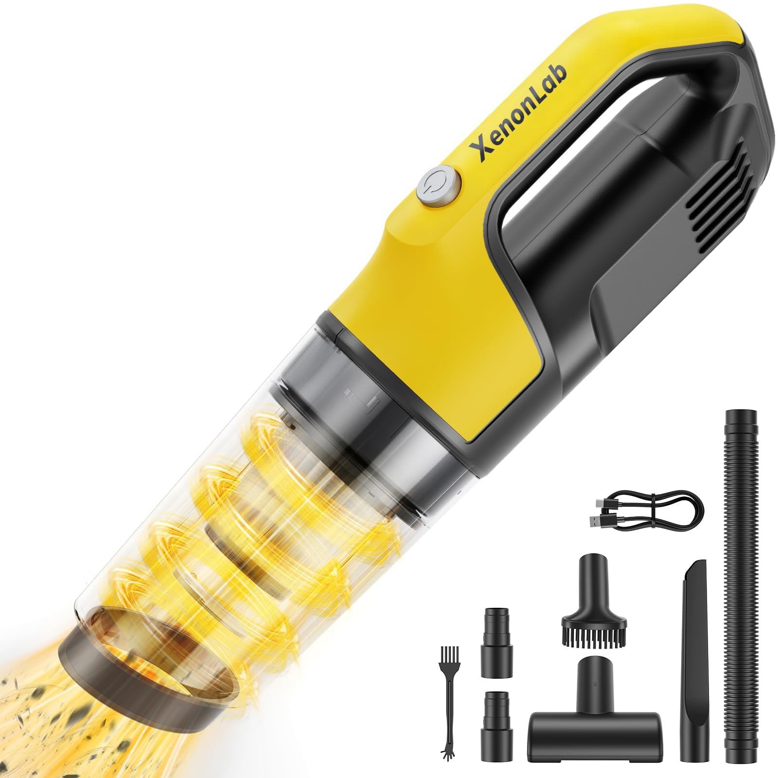 Photo 1 of XenonLab Handheld Vacuum Cordless 1.1 Pounds Car Vac 10000PA Hand Held Vacuums 4-in-1 Hand Vac Cordless Rechargeable HEPA Filter Large Capacity Dust Cup for Car Office Home Pets Hair (Yellow)