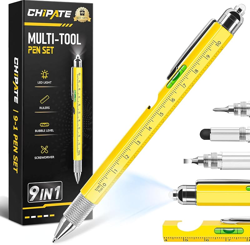 Chipate 9 in 1 Multi Tool Pen Men Women Gift Set Aluminum Body Gift