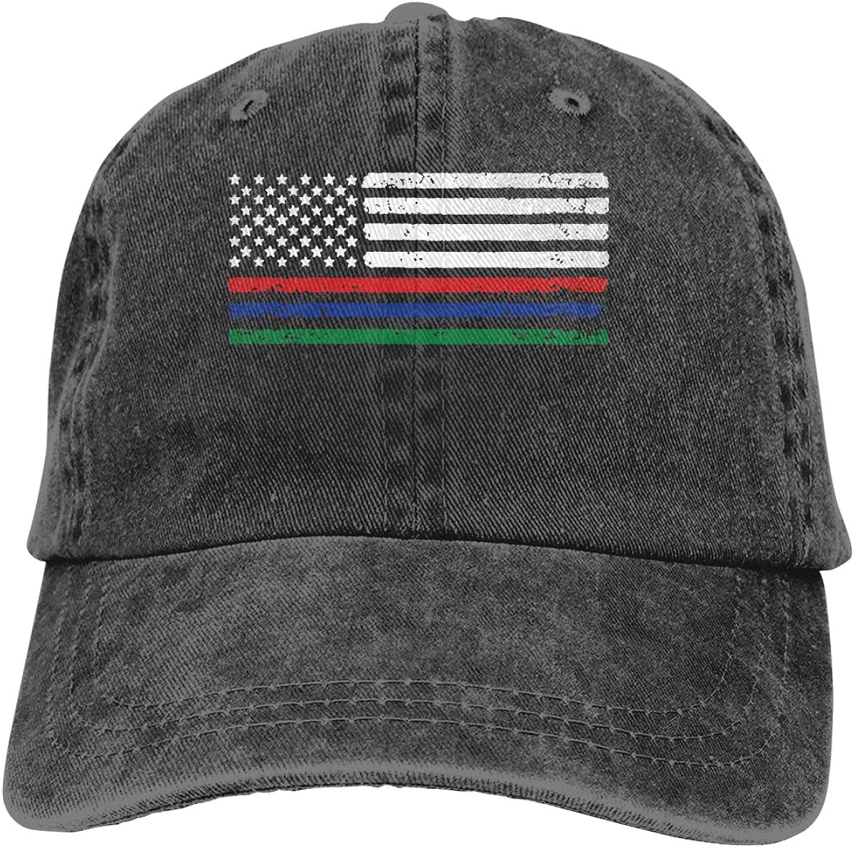 red and green baseball caps