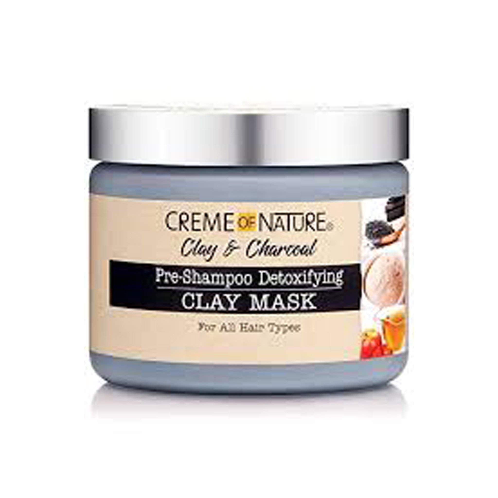 Creme of Nature Clay & Charcoal Pre-Shampoo Detoxifying Hair Mask for All hair types 326 g, Grey