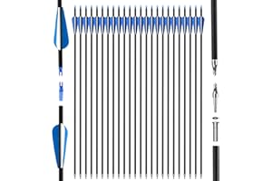 SERfawnCH 24Pcs 30" Carbon Archery Arrows, Spine Matched for Hunting & Target Practice with Compound & Recurve Bows, Durable 