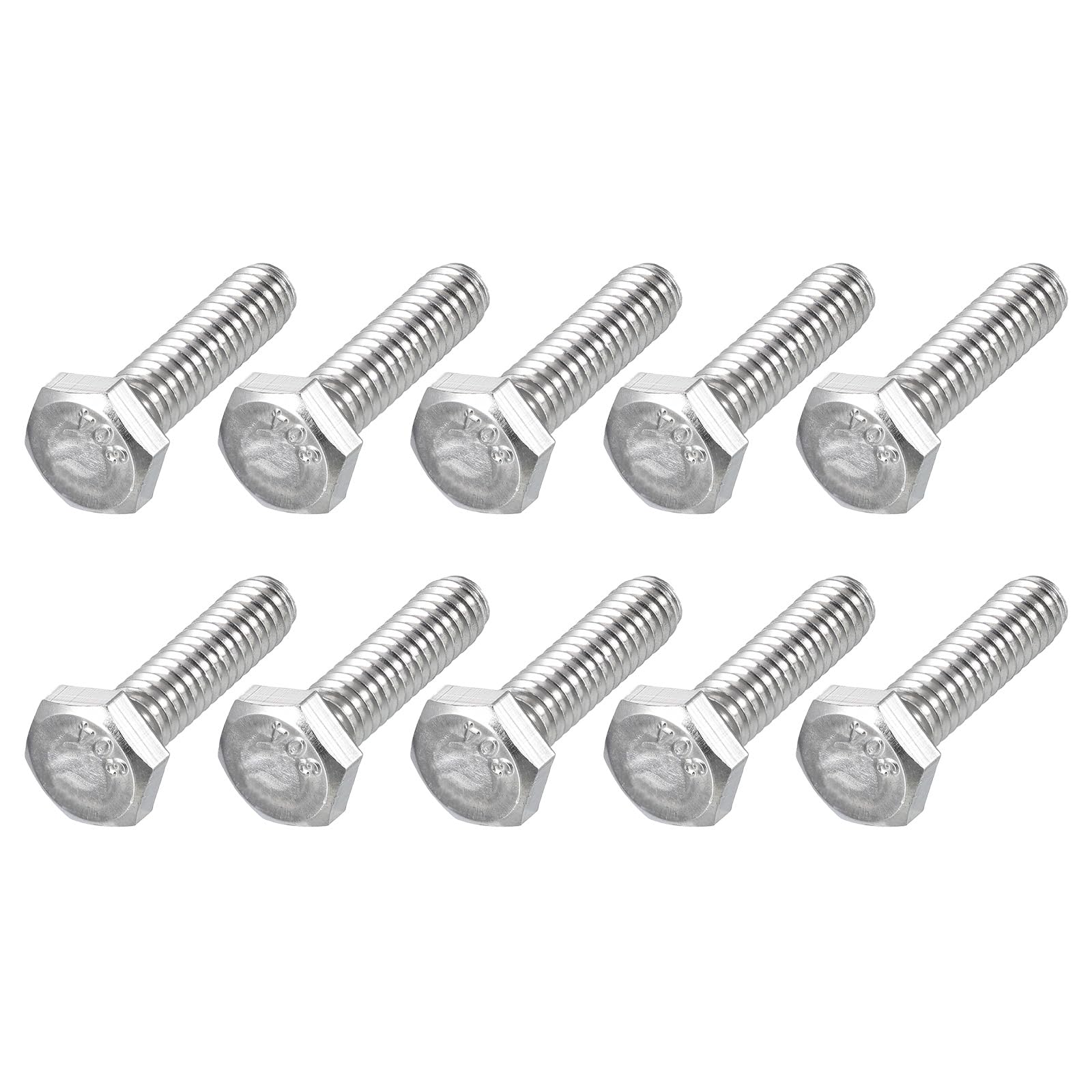 METALLIXITY Hex Head Bolts (1/4-20 x 1") 50Pcs, 304 Stainless Steel 18-8, Fully Threaded, External Hex Drive, Plain Finish, Hex Head Screw Bolt, Silver